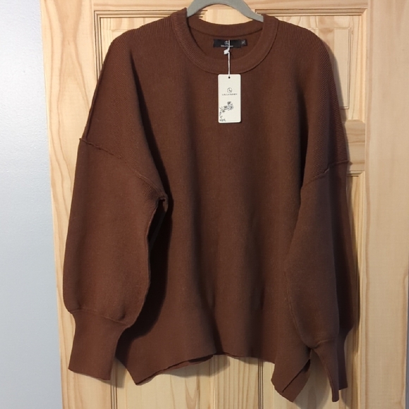 LILLUSORY Sweaters - Brown Crew Neck Sweater